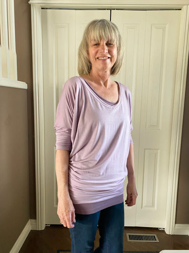 Customer photo review of Natural Vibe Modal V Neck Top (Lilac)