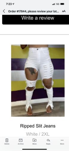 Customer photo review of Ripped Slit Jeans