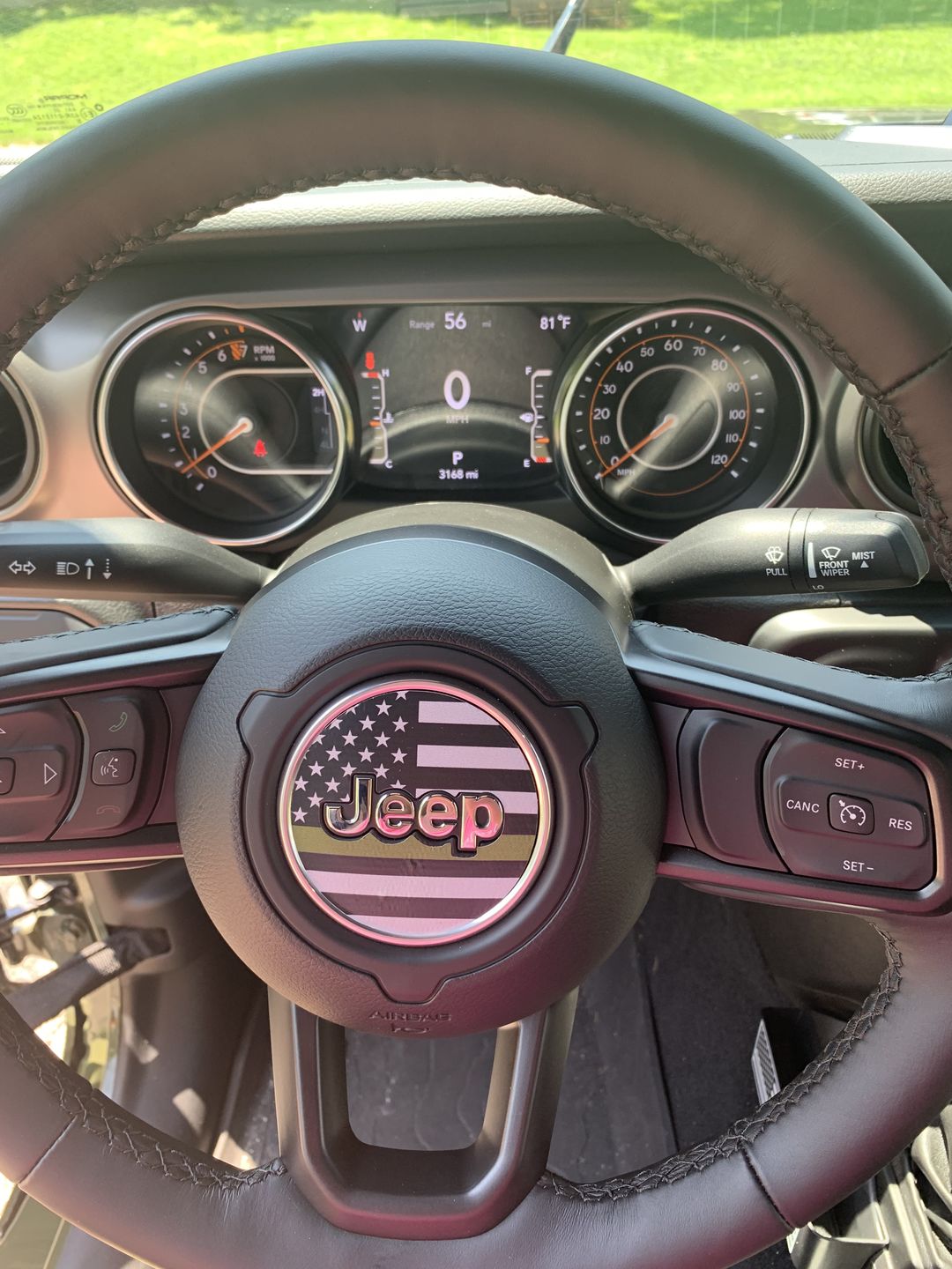 Customer photo review of First Responder Flag Steering Wheel Decal for Jeep