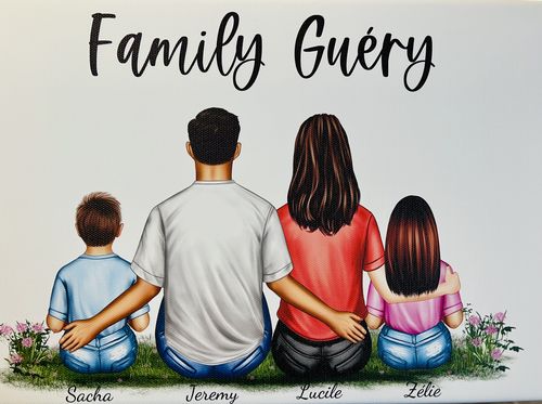 Customer photo review of Famille avec deux enfants - Toile personnalisé