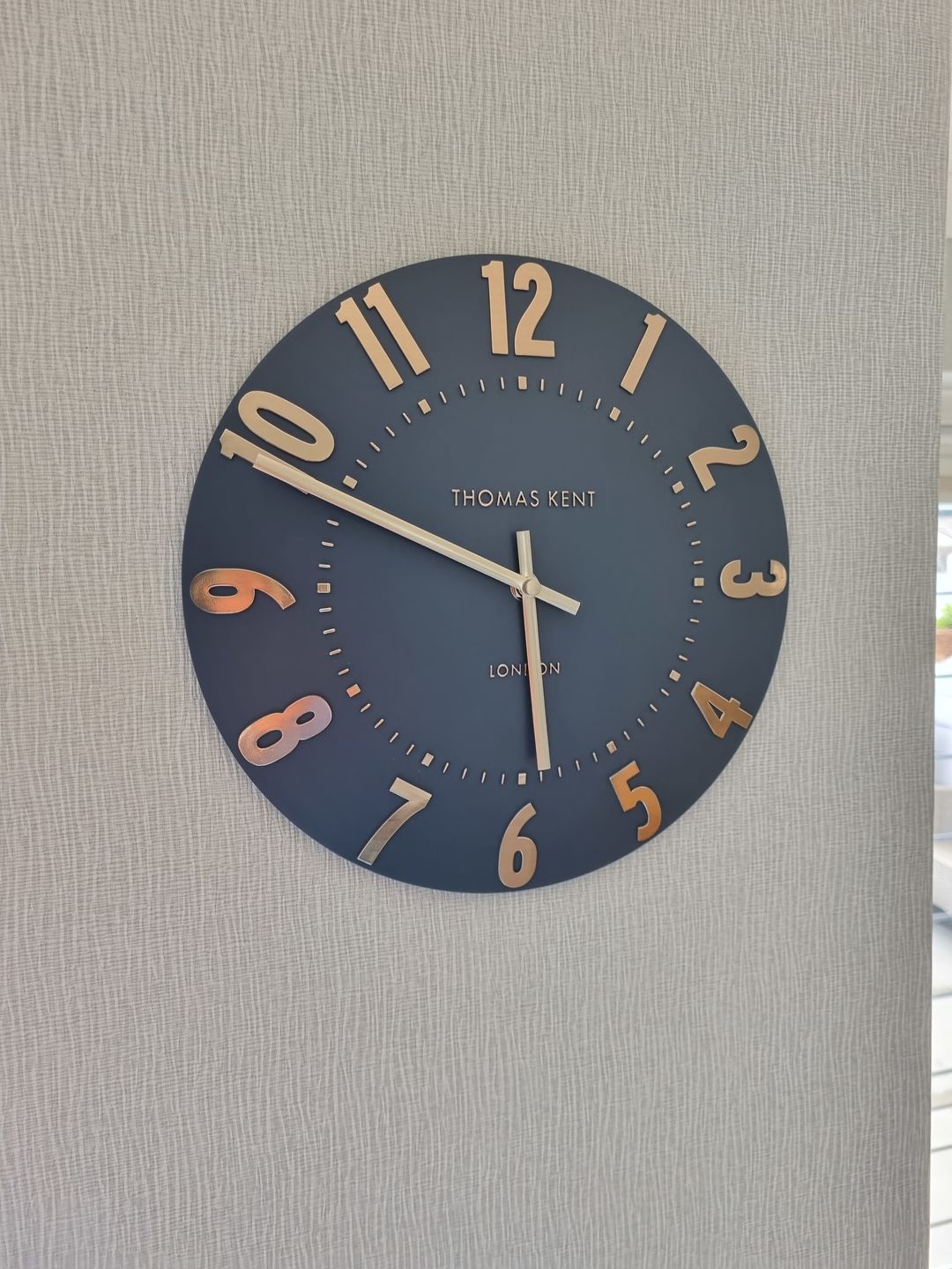 Customer photo review of Thomas Kent Mulberry Wall Clock 12" (30 cm) Midnight Blue
