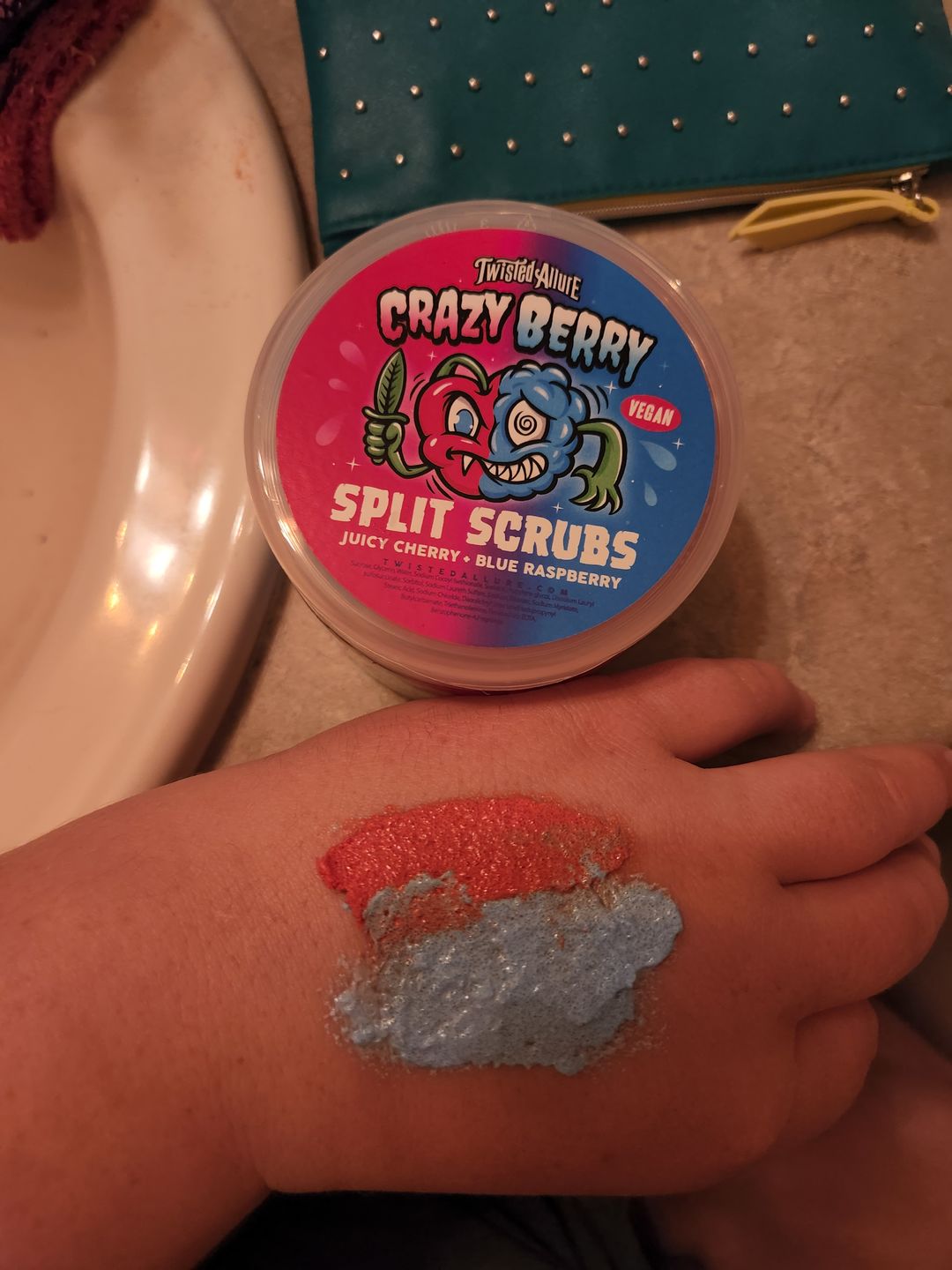 Customer photo review of Crazy Berry Split Scrub