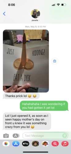 Customer photo review of Mother's Day Eat a Dick Pop Up Card