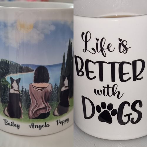 Customer photo review of Girl & Dogs - Life is better with a dog Personalised Mug