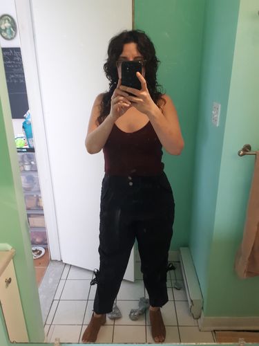 Customer photo review of Casual Black pants woman long linen trousers 0850#