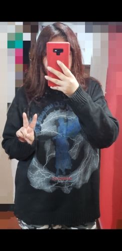 Customer photo review of Harajuku Style "Lightning Angel" Oversized Knit Sweater