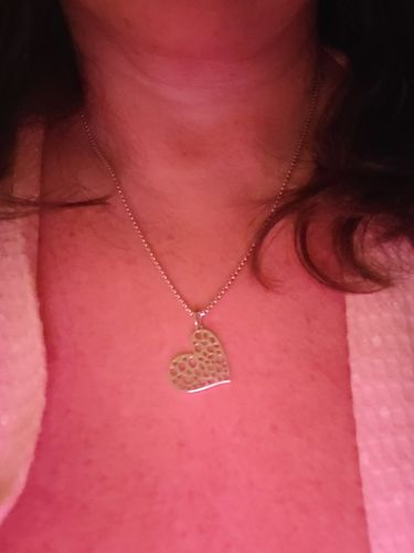 Customer photo review of Lattice Heart Charm Necklace