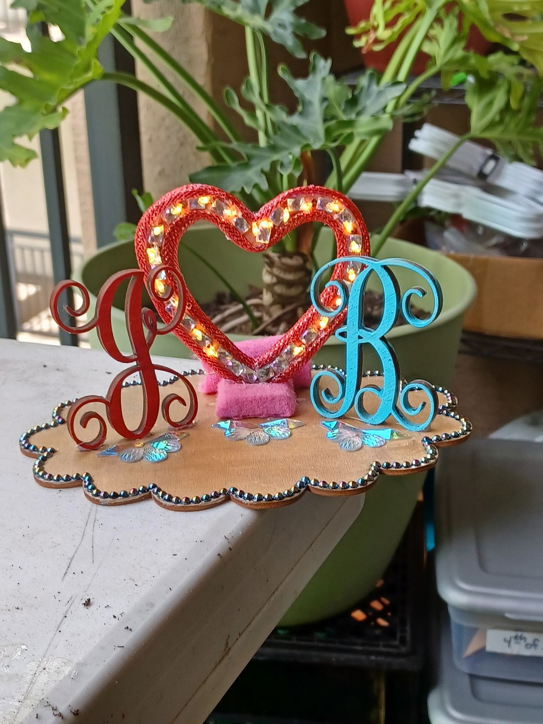 Customer photo review of Unfinished Wooden Border Hollow Frame Heart Silhoutte - Craft- up to 24" DIY