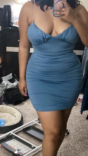 F. T. review of Ruched Sides With Rhinestone Mini Dress image 1 out of 1