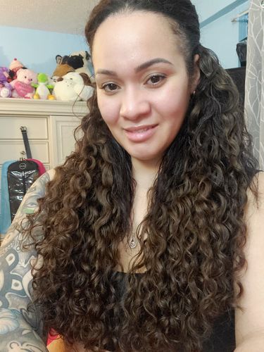 Customer photo review of Curly Ash Blonde