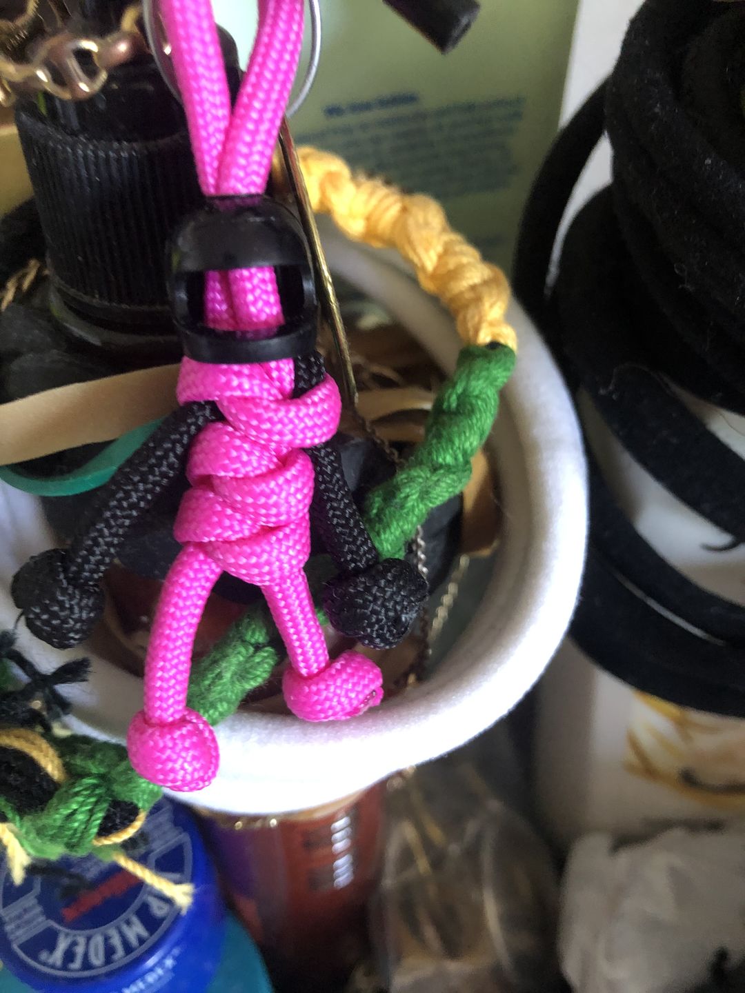 Customer photo review of Black Hot Pink Biker Buddy Paracord Keychain