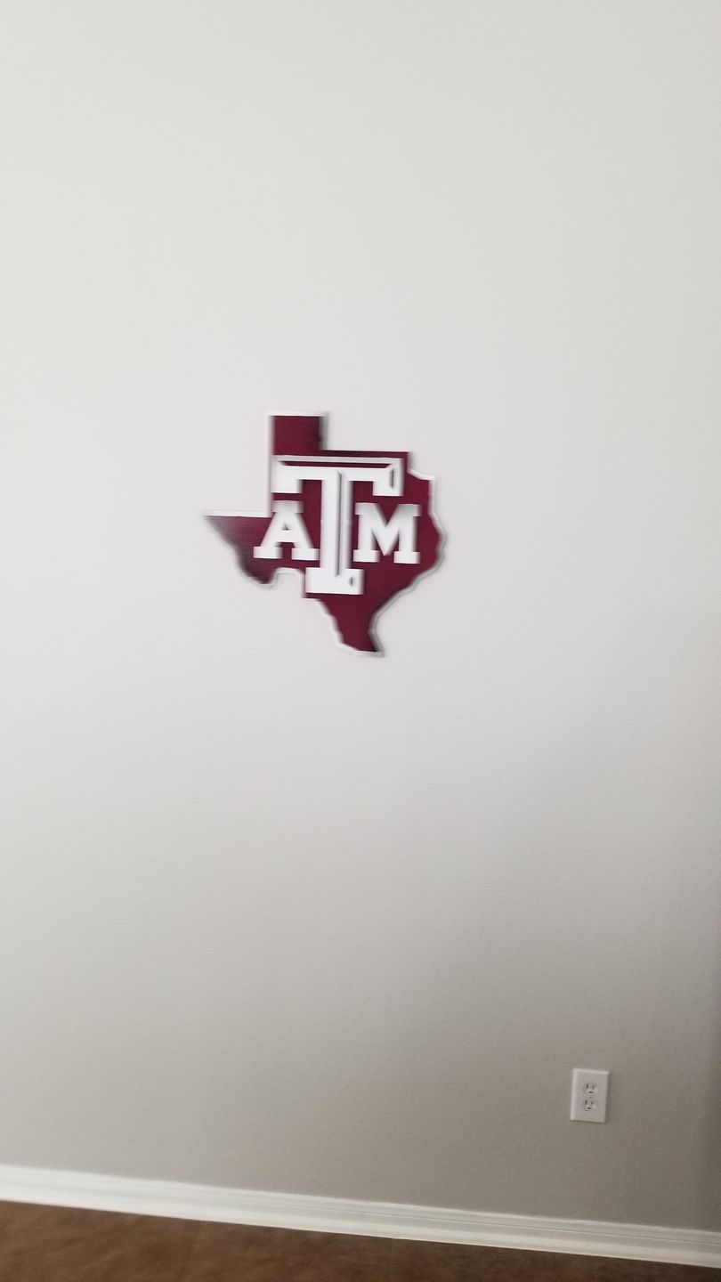 Customer photo review of Texas A&M 3D Vintage Metal Wall Art White on State of Texas