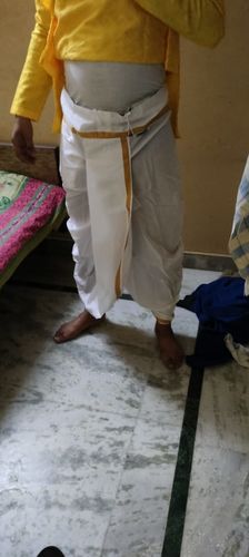 Customer photo review of Readymade Panchakacham Pocket White Dhotis