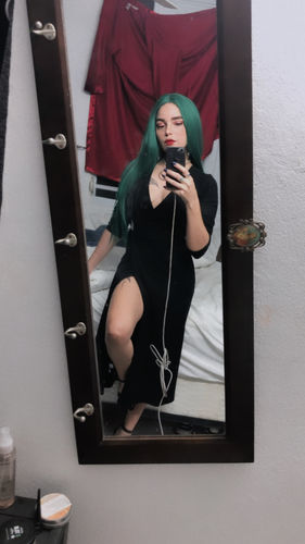 Customer photo review of Sensationnel Shear Muse™ Empress Long Straight Yaki Lace Front Neon Wig Lachan