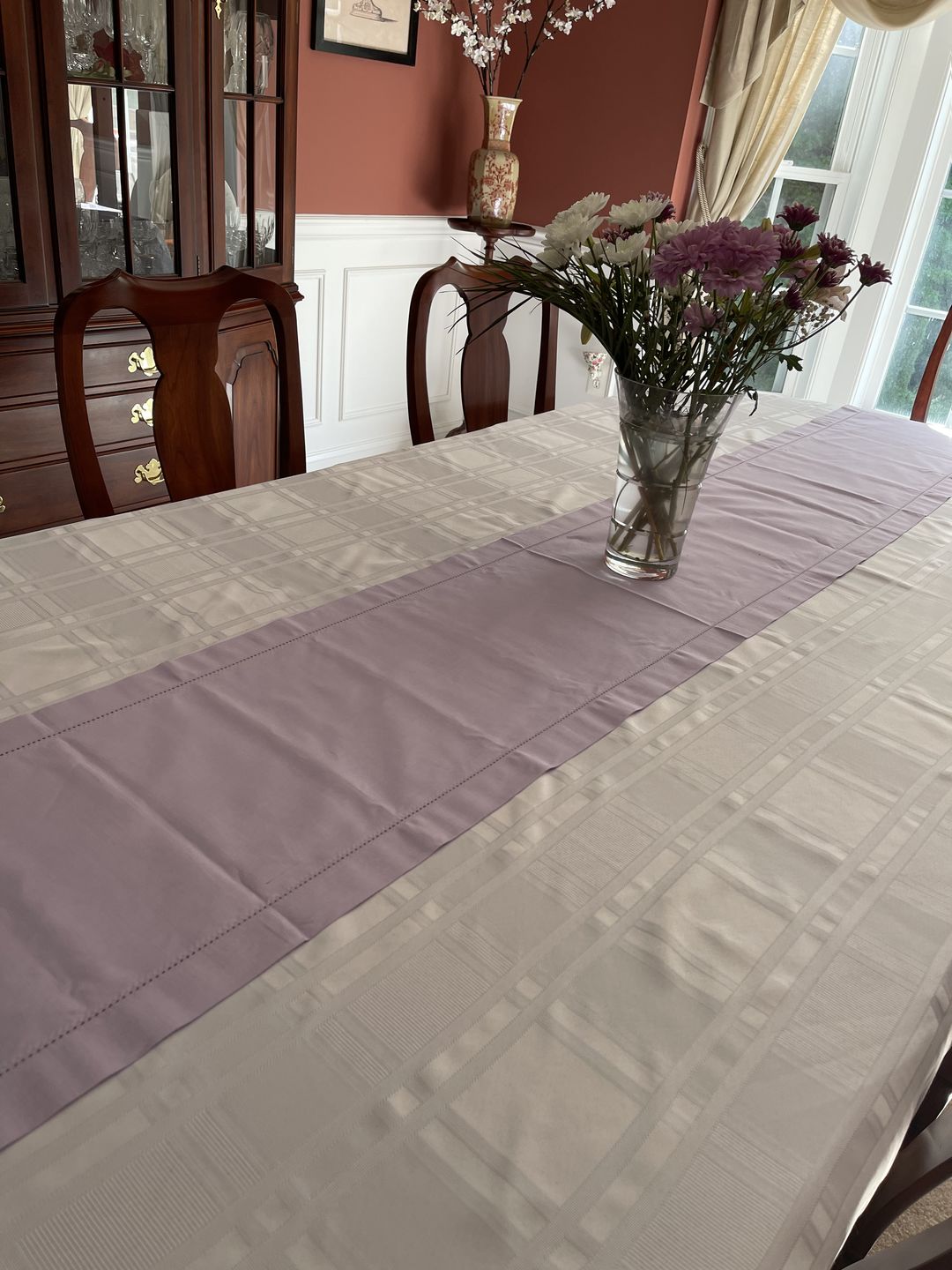 Customer photo review of Cotton Linen Hemstitch Table Runner