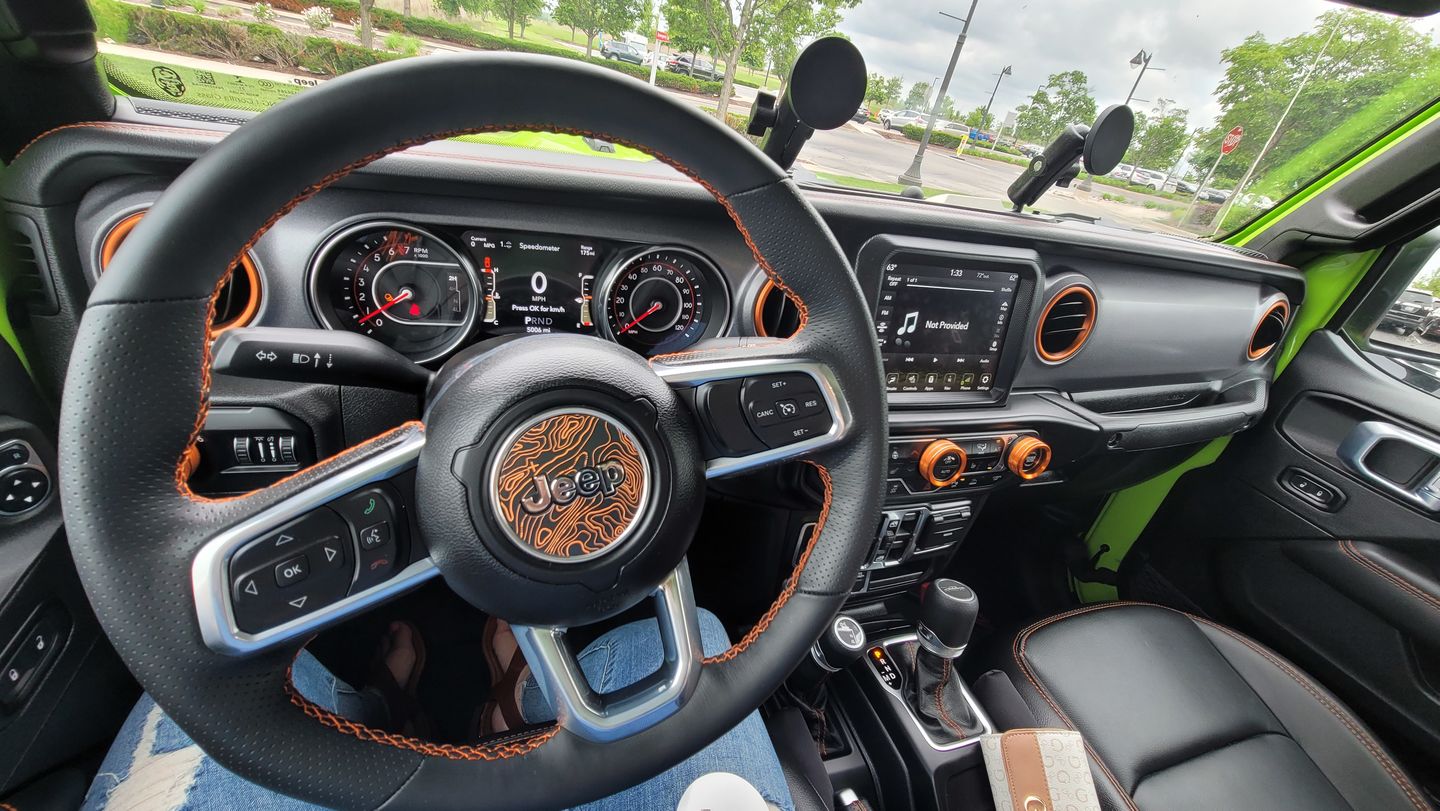 Customer photo review of Topographical Map Print Steering Wheel Decal for Jeep