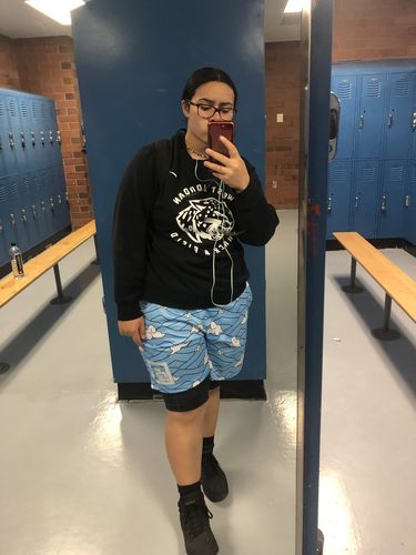 Customer photo review of Anime Mesh Shorts - Blue