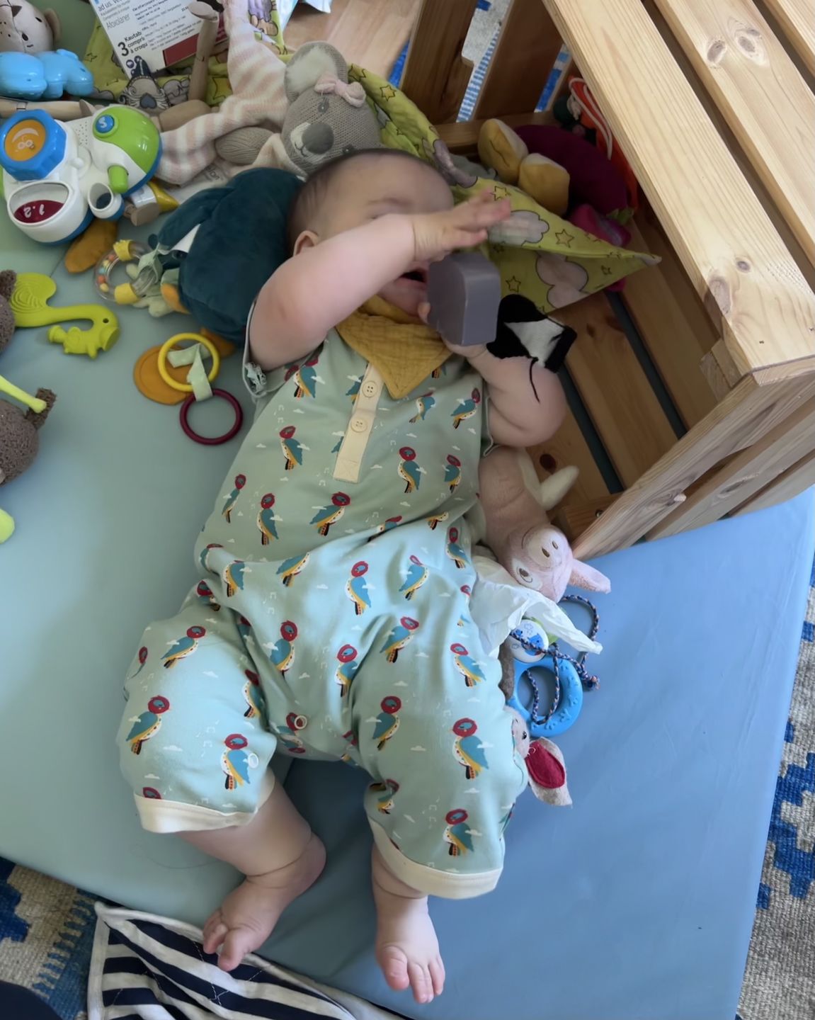 Customer photo review of Little Woodpecker Organic Shortie Romper