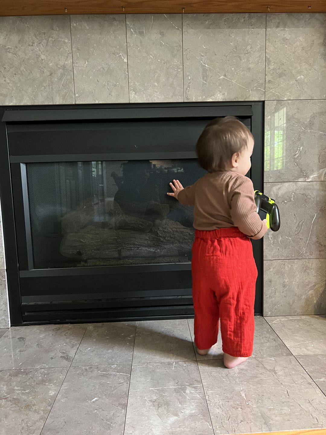 Customer photo review of Red & Gold Day After Day Reversible Trousers