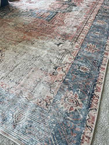 Customer photo review of Distressed Vintage Cezanne Terracotta Sky Area Rug