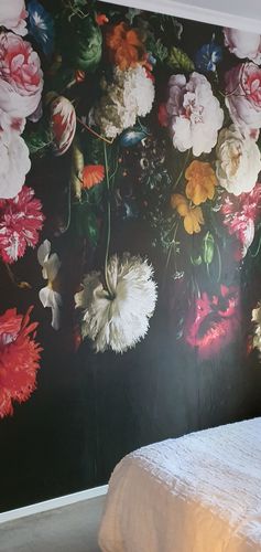 Customer photo review of Dark Floral Mural Wallpaper