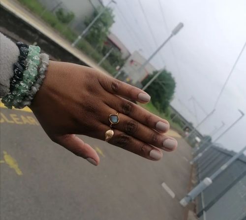 Customer photo review of Irregular Labradorite Ring (Gold)