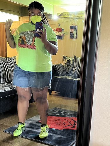 Customer photo review of P.C Unisex Shirt Match VaporMax Plus 'Lime Green'