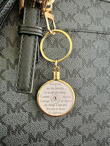 Customer photo review of 34mm Standard Size AA Medallion Keychain - Tri-Plate Chip/Coin/Token Holder - Gold