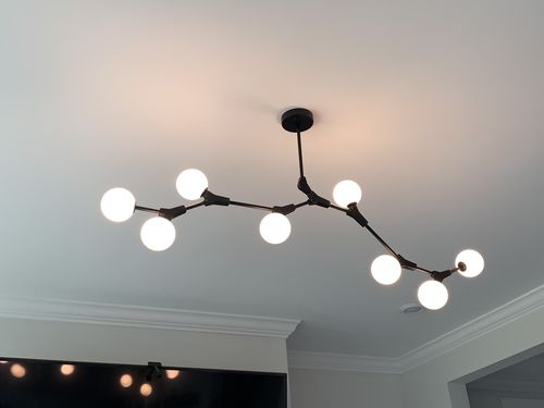 Customer photo review of Mid Century Glass Globe Branch Chandelier