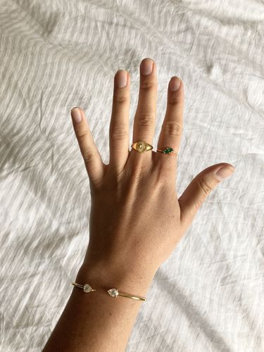 Customer photo review of Moonstone Teardrop Cuff Bangle Bracelet