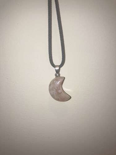Customer photo review of Flower Agate Moon Pendant