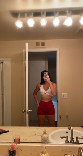Customer photo review of White Twist Sports Bra