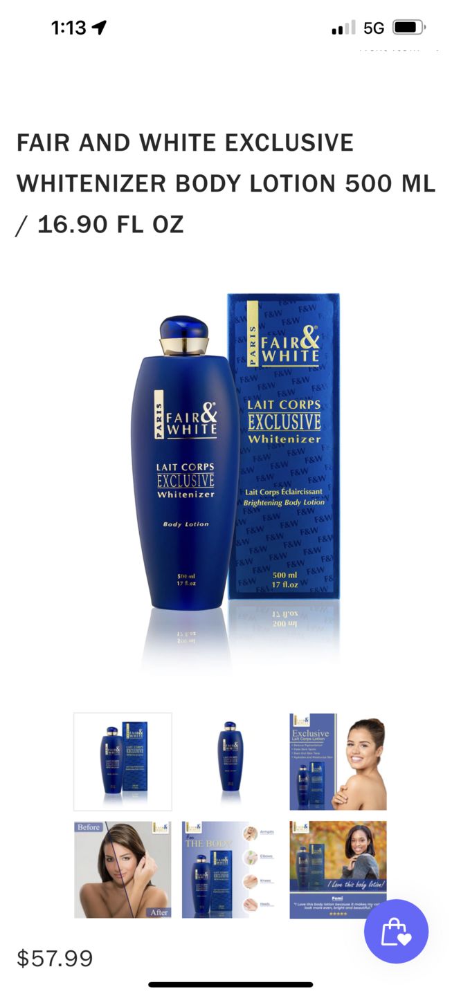 Customer photo review of Fair and White Exclusive Body Lotion with Pure Vitamin "C" 500ml 16.9 fl oz