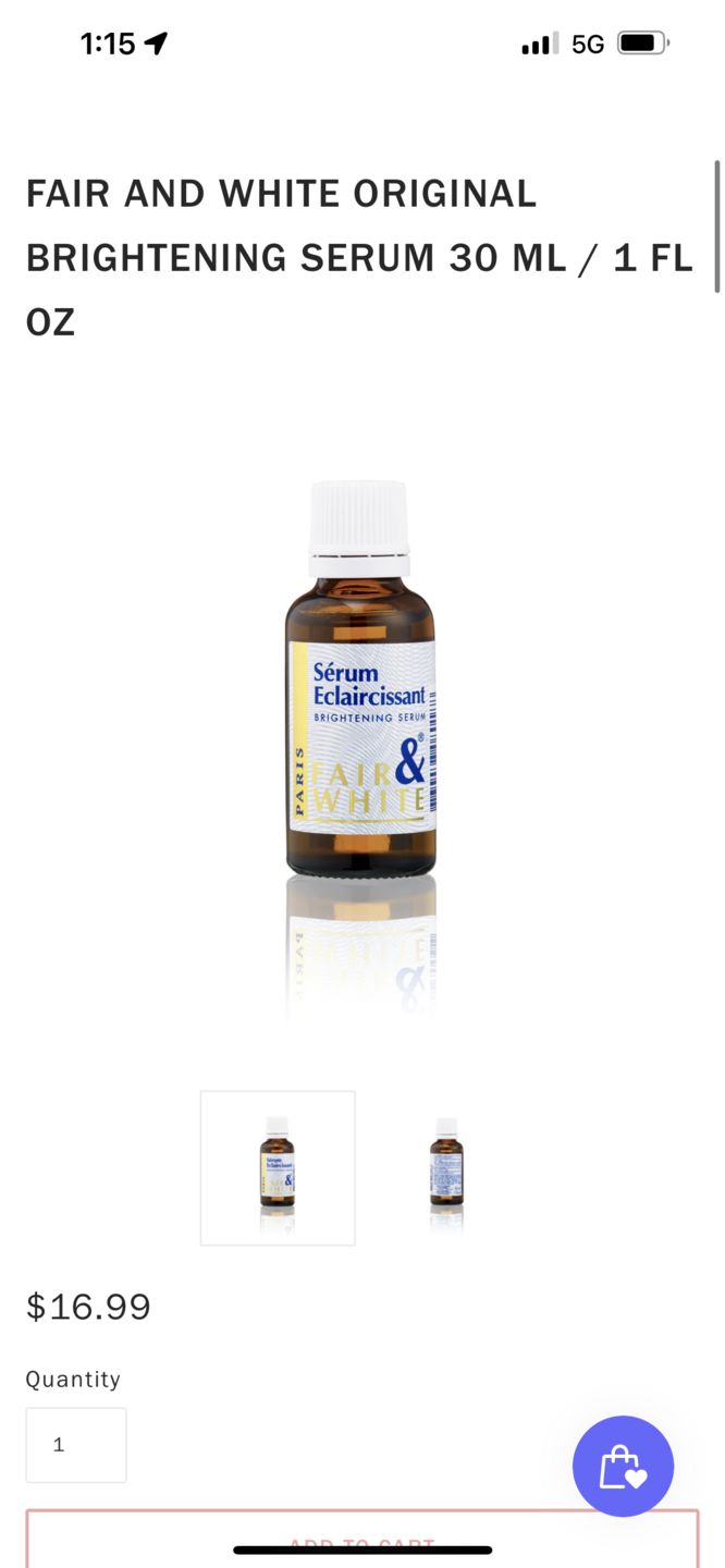 Customer photo review of Fair and White Original Brightening Serum 30 ml / 1 fl oz