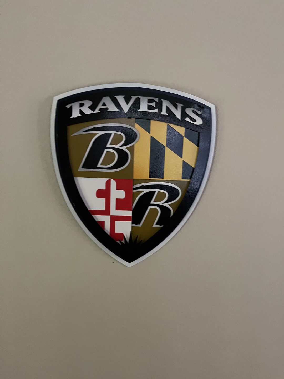 Customer photo review of Baltimore Ravens "Shield" 3D Vintage Metal Wall Art