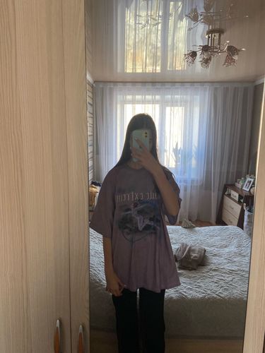 Customer photo review of Harajuku Style Oversized Galactic Robot Girl Tee