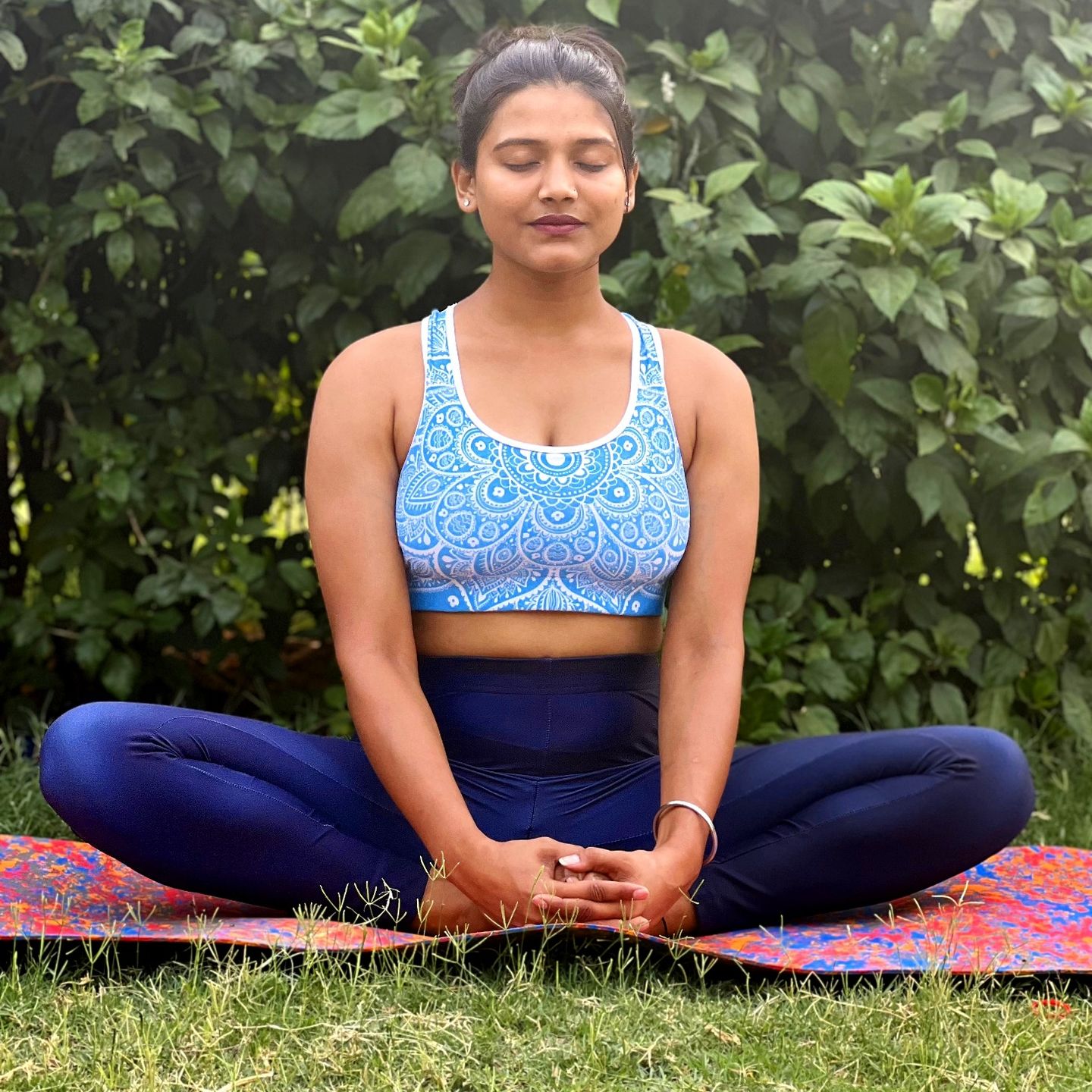 Customer photo review of Cyan Blue Mandala Sports bra