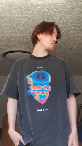 Customer photo review of Harajuku Style Oversized Iridescent Skull Tee