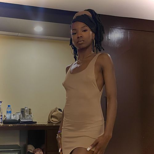 Customer photo review of FRAME MINI DRESS IN MOCHA