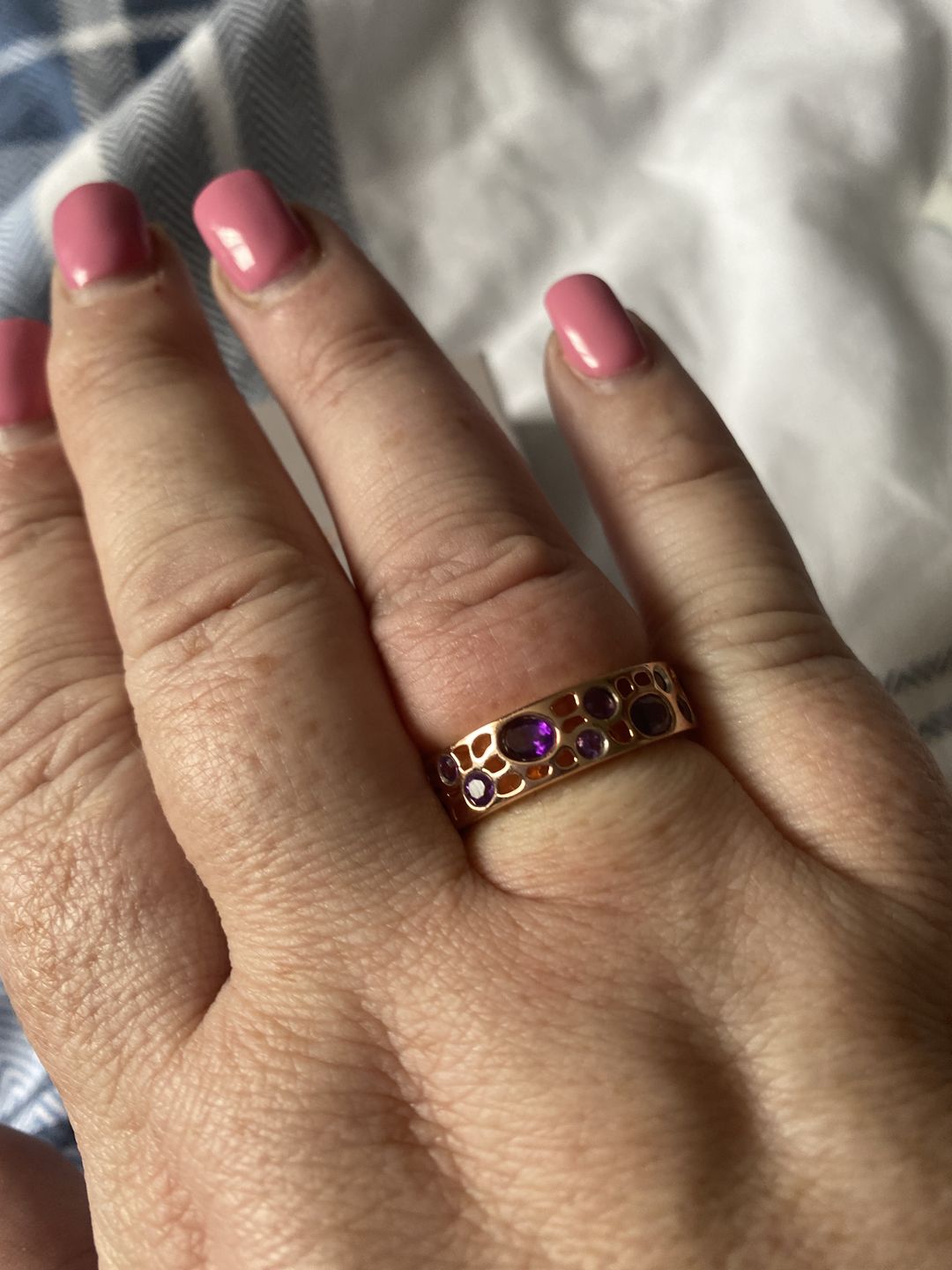 Customer photo review of Amethyst Lattice Band Ring