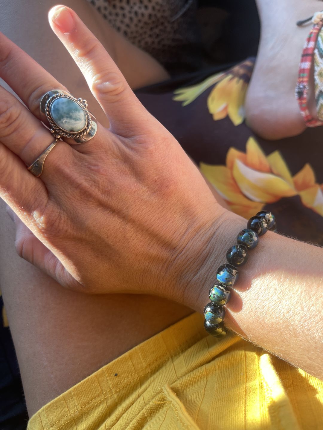 Customer photo review of Larimar Sterling Silver Boho Ring for Women
