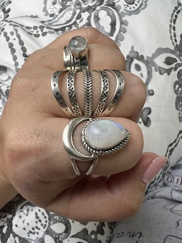 Customer photo review of Sterling Silver Crescent Moon Moonstone Ring
