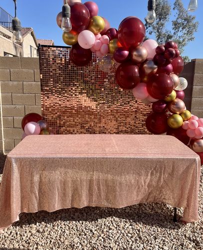Customer photo review of Rosegold Shimmer Wall Panels – Easy Setup Wedding/Event/Theme Party Decorations