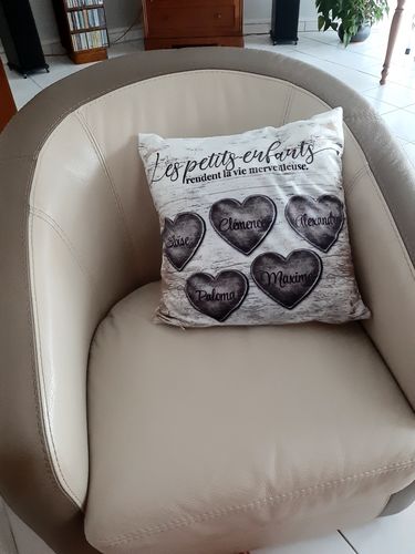 Customer photo review of Cœurs en bois rustiques - Grands-parents - Coussin