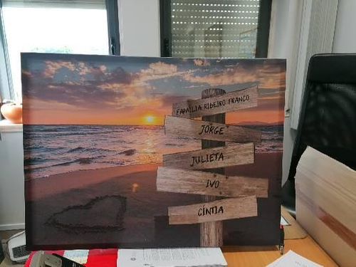 Customer photo review of Lienzo personalizado Corazon en la Playa