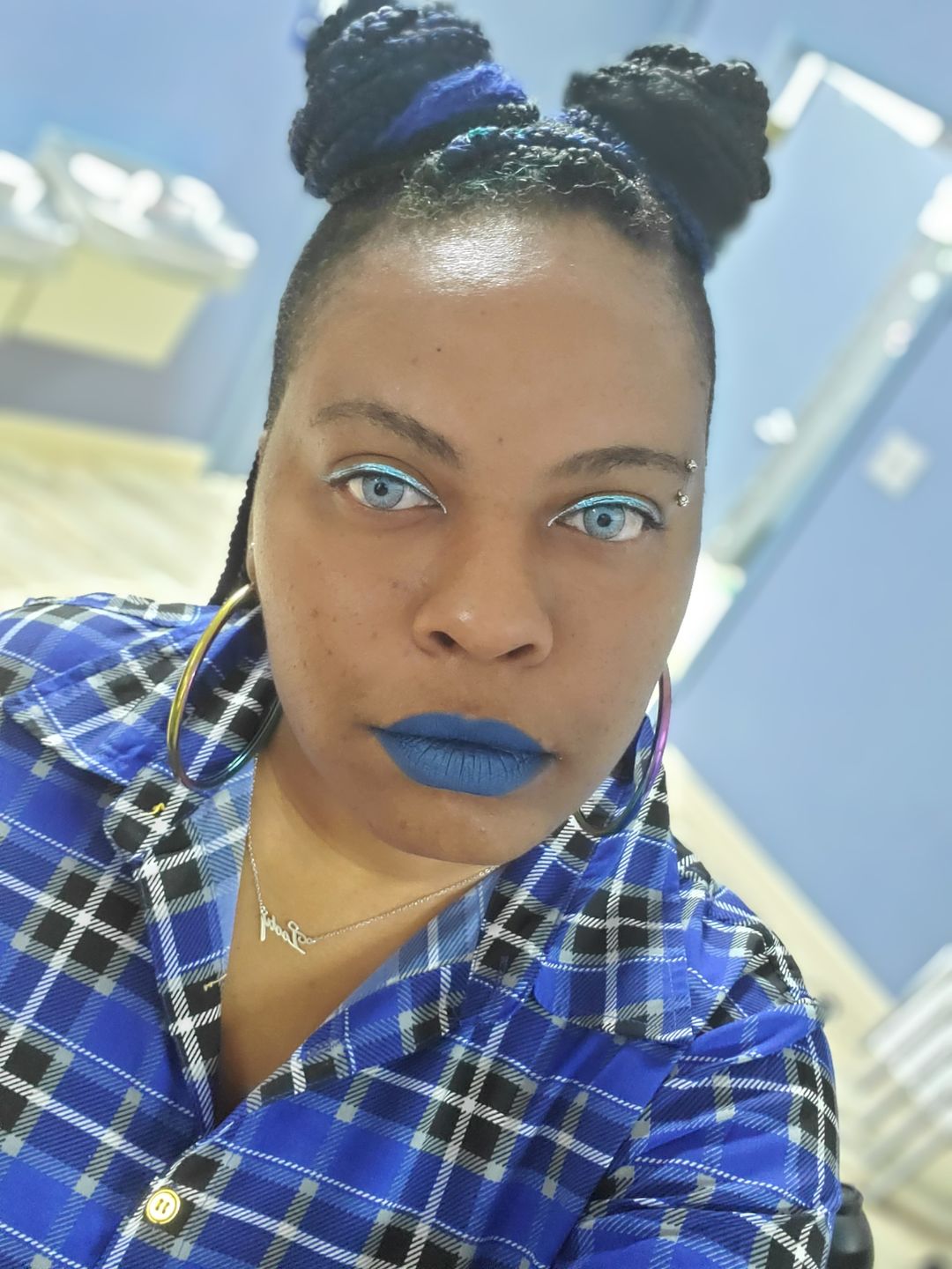 Customer photo review of New York Blue Prescription Colored Contact Lenses