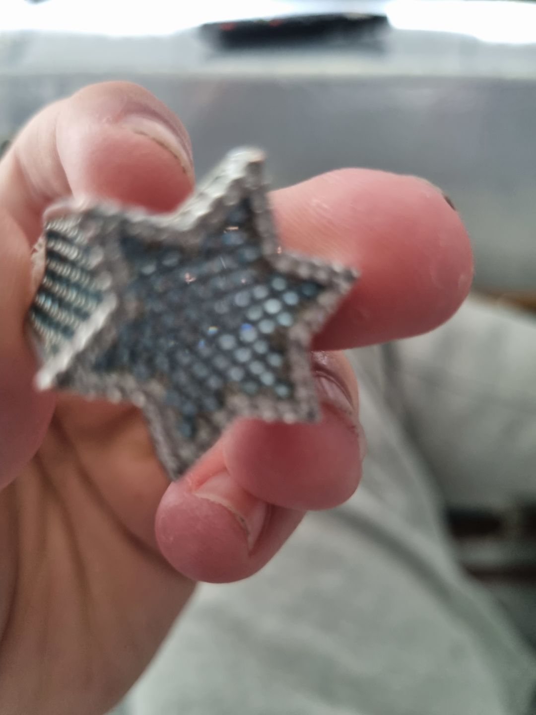Customer photo review of Blue Iced Star Ring - White Gold