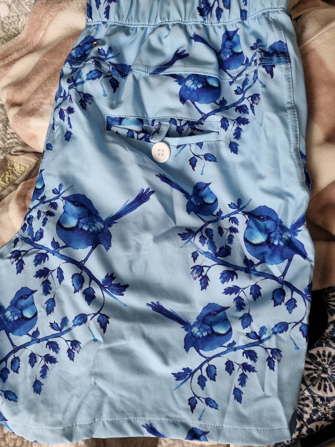 Customer photo review of Blue Splendid Fairy-wren Men's Boardshorts