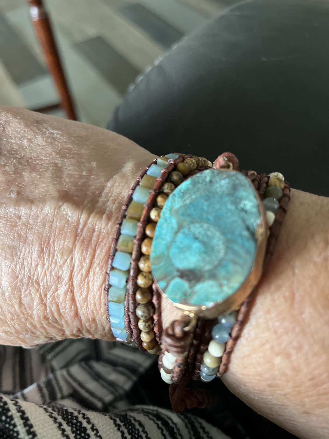 Customer photo review of Healing Ocean Jasper Stone Bracelet