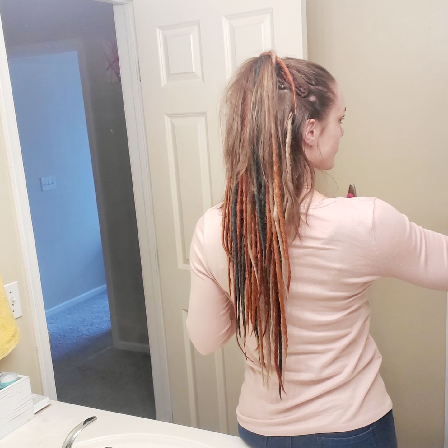 Customer photo review of (PRE ORDER) Dark Red  - (1 pack of 5 Dreads)
